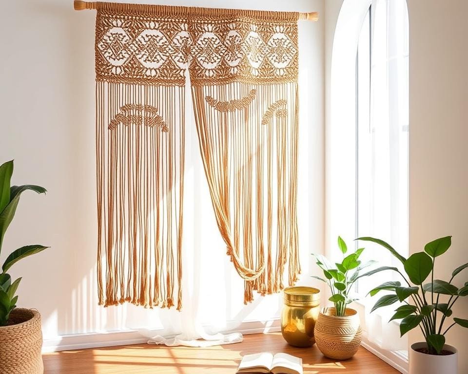 Cortinas de macramé: bohemias y funcionales